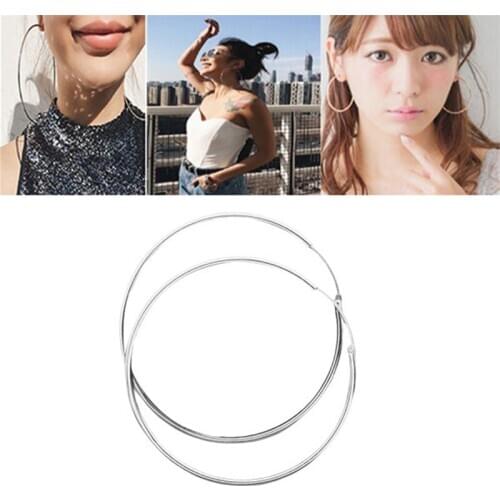 Circular Smooth Shining Hoop Earring for Women 50MM Big Round Circle Earrings Jewelry Gift 2020 Earrings Women Jewelry