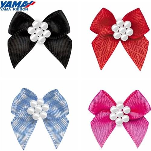 YAMA Ribbon Butterfly Bow with Beads Wide 26mm±3mm High 25mm±3mm 200pcs/bag Satin Ribbons Girls Hair Accessories Decoration