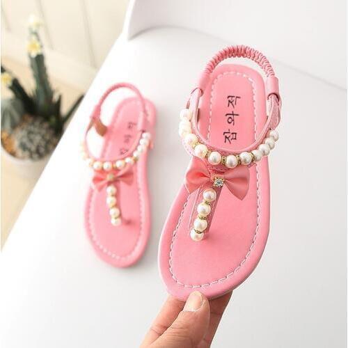 Summer Children Shoes Sandals New Girls Bow Sandals Summer Baby Toddler Shoes Fashion Kids Shoes Pearls Baby Single Shoes B50