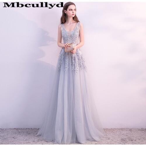Mbcully Appliques Lace A-line Prom Dresses For Black Girls Long Sexy Backless African Women Evening Party Gowns With Pearls
