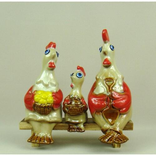 Cute Porcelain Chicken Family Figurines Rustic Ceramics Animal Miniatures Creativity Decor Gift Craft for Birthday and Parents