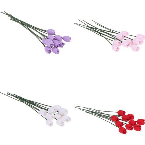 10Pcs 1/12 Scale Dollhouse Miniature Flower for Living Room Plant Room Garden Accessories