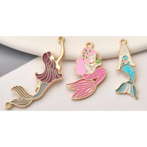 Min order 30pcs/lot alloy materials Mermaid shape fashion charms diy jewelry earring/key chain/bracelet pendants accessory