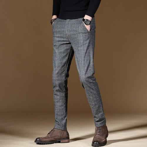 2020 Mens Stretch Stripe Casual Pants Mens High Quality Business Trousers Mens Straight Trousers Harem Pants