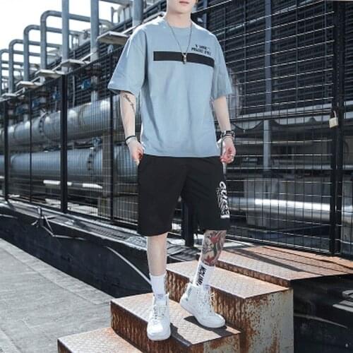 2021 Summer New Men Casual Shorts Sets Short Sleeve T Shirt +shorts Solid Male Tracksuit Set Mens Brand Clothing 2 Pieces Sets