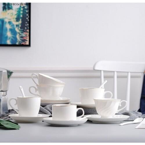 Phnom Penh Coffee Cup Set Home Creative Tea Set Simple Ceramic Coffee Cup Saucer White Tray Simple Living Room Supplies
