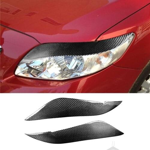 Real Carbon Fiber Front Headlight Eyelids Eyebrow Cover for Toyota Corolla 2008-2011 Exterior Decorative Assessoires