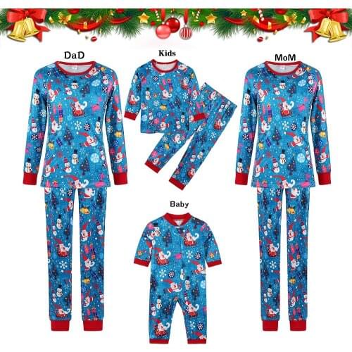 New Clothing Sets Family Matching Christmas Pajamas Outfits Adults And Kids Print Tops+Pants Sleepwear Suits Infant Baby Romper