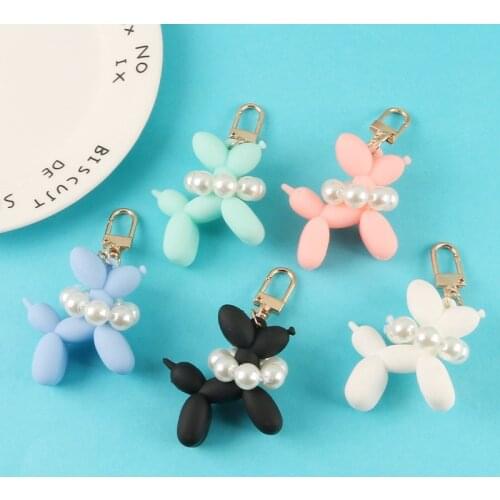 New Fashion Stereo Cute Pearl Balloon Dog Keychain Key Ring Creative Cartoon Mobile Phone Bag Car Pendant Fun Keychain