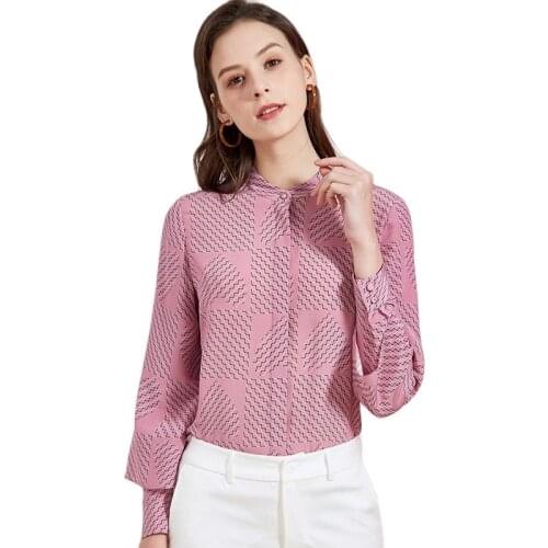 2021 high grade New heavy mulberry Silk shirt Women New Product European And American Temperament Slim Print Versatile Top
