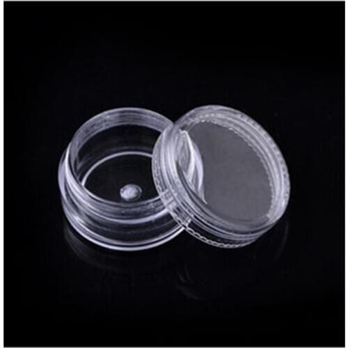 Wholesale 3g small round Refillable Bottles jars clear hard plastic pot nail art storage empty bottles 4000pcs/lot free shipping