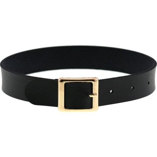 DIEZI Gothic PU Leather Necklace For Women Men Harajuku Geometric Collares Choker Belt Bandage Necklaces 2021 New Boho Jewelry