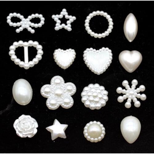 Pear white ABS flatback imitation pearl DIY necklace jewelry accessories hearts elliptic droplets fake pearls size&shape