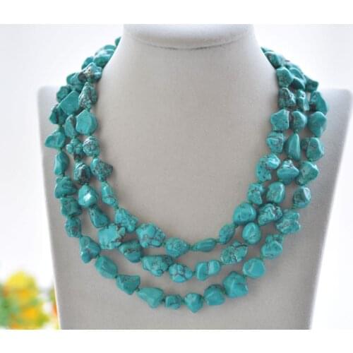 S2355 50" 12mm Natural Green Baroque Turquoise Necklace