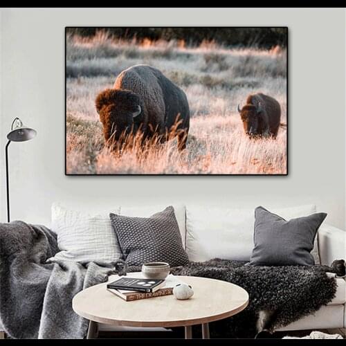 Scandinavian Poster Nordic Print Cattle Animal Wall Art Canvas Painting Wild Field Nature Picture Living Room Modern Home Decor