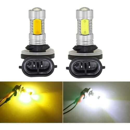 NHAUTP 2Pcs H27W2 H27W/2 880 881 LED Fog Lamp High Power COB 7.5W Car LED Fog Lights DRL White Yellow Auto Lamp 12V