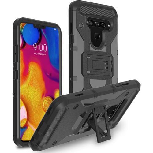 For LG V40 Case Heavy Duty Shockproof Hybrid Rugged Case With Belt Clip Holster Back Kickstand Cover For LG V40 / V40 ThinQ