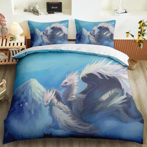 Queen King Single Size Customize 3D Print Luxury Dragon Bed Set Home Bedroom Decor Pillowcase Duvet Cover Bedding Set Boys