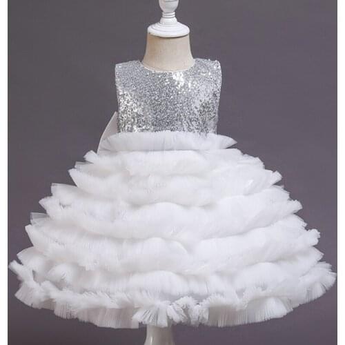 Sequined Pink Flower Pageant Dresses For Wedding Kids Ball Gowns Tiered Ruffles Backless First Communion Dresses For Girls