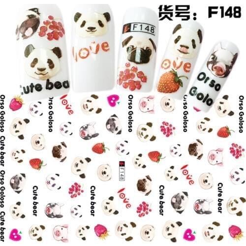 Mixed design thin adhesive beauty nail decals Nail Art decorations Stickers nail supplies tool Cute cat dog panda