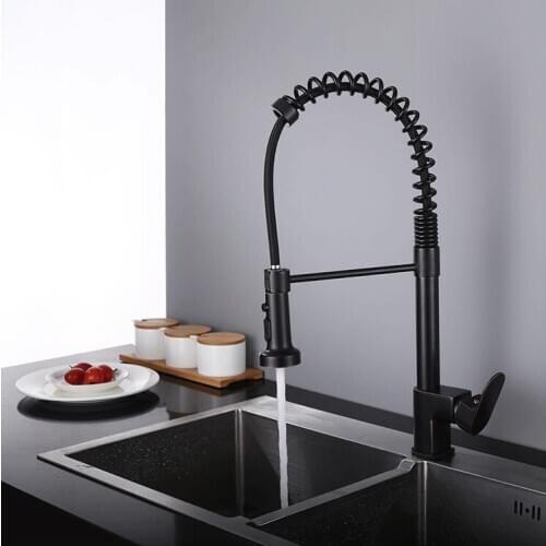 530mm High All brass kitchen faucet pull down Spring Mixer faucet with double mode spray--Oil Rubbed Bronze Black