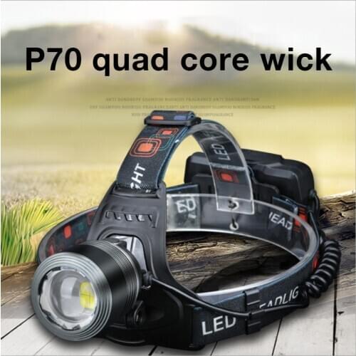 LED Headlamp Quad-core P70 Strong Light USB Charging Super Bright Zoom Flashlight Fishing Light Can Be Used As A Power Bank