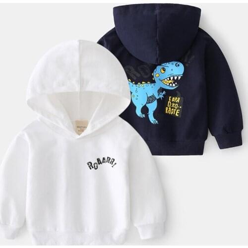 Dinosaur Hoodies Kids Boys Sweatshirts Autumn Children Clothes Long Sleeve Cartoon Hooded Sweatshirts 2-8Y Cotton Fashion Tops