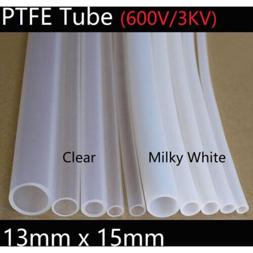 13mm x 15mm PTFE Tube T eflon Insulated Rigid Capillary F4 Pipe High Low Temperature Resistant Transmit Hose 3KV White Clear