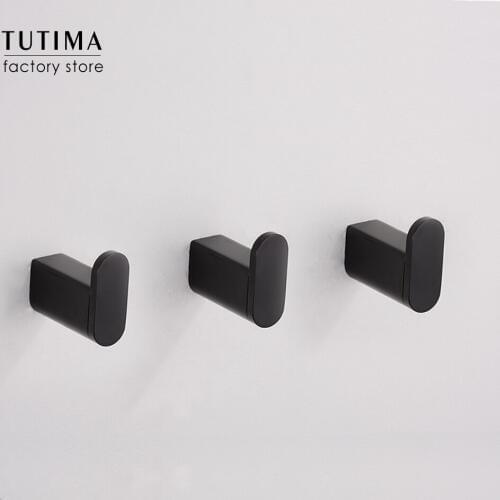 Tutima Robe Hook Wall Mounted Bathroom Towel Hook Black SUS304 Modern Coat Hooks Hanger Single Decorative Bag Key Hat Clothes Ra