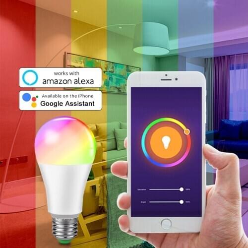 WiFi Bulbs E27 LED Smart Light Bulb Color Changing Lamp Siri Voice Control Alexa Google Assistant 100W equivalent AC 110V 220V