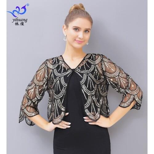 High Quality 1920s Shawl Wedding Cover Up Gatsby Party Sequin Cape Vintage Mesh Wrap Scarf for Dresses
