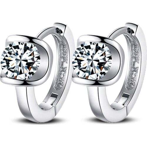 Top Quality Authentic Silver Color Earrings Exquisite 0.75 Ct AAA CZ Stud Earrings for Women Jewelry Valentines Day Gift