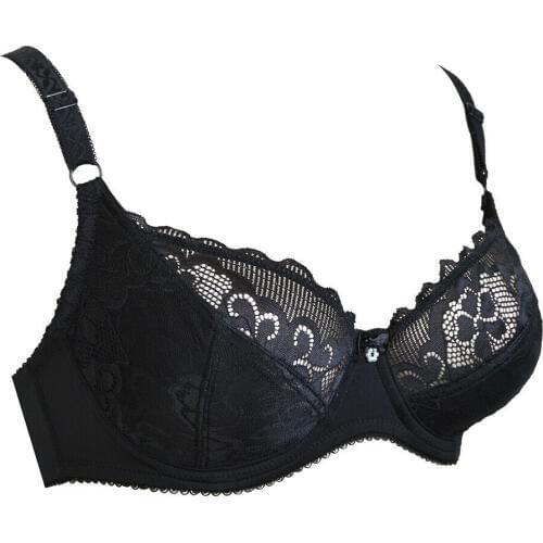 Hot Selling Women Sexy Lace Bralette Bra Bustier Crop Tops Thin Breathable Underwear Push Up Bras 36 38 40 42 44 46 C D E F G