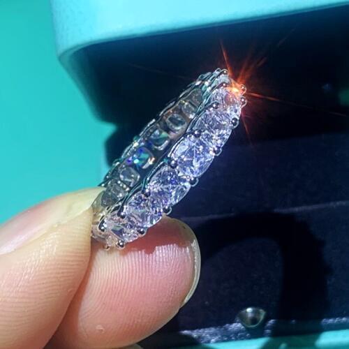 Size 5-10 Professional Jewelry Factory 925 Sterling Silver Cushion Shape 5A Cubic Zirconia Women Wedding Band Ring for Lovers