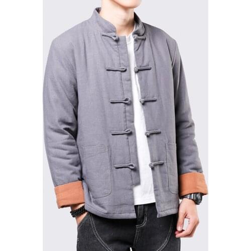 Chinese Style Winter Cotton Padded Clothes Mens Button Tang Cotton Padded Jacket Retro Mens Clothes Hanfu Traditional Clothing