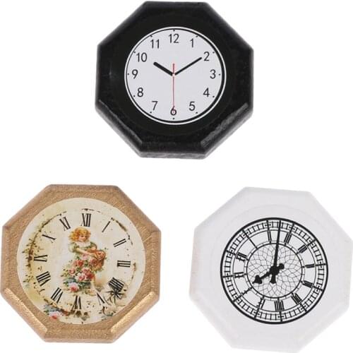 1PC 1:12 Dollhouse Miniature Wall Clock Home Decor Accessories Furniture Toy For Doll House Kids Play Toys Gift