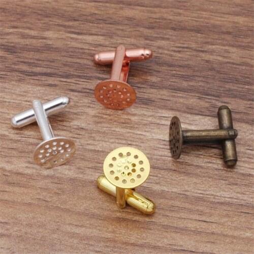 10pcs/lot 12mm Cufflink Blank Settings Brass Blanks Bezel Base For 12mm Cabochon Cameo DIY French Style Cufflink Markings