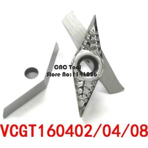 10PCS VCGT160402/ VCGT160404/ VCGT160408 Aluminum carbide insert CNC lathe tool,suit for aluminum processing,insert SVUCR/SVQCR