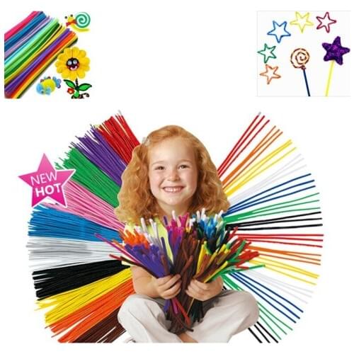100pcs Chenille Stems Pipe Cleaners Children DIY Handicraft Montessori Kids Puzzle kindergarten PreEducation Materials