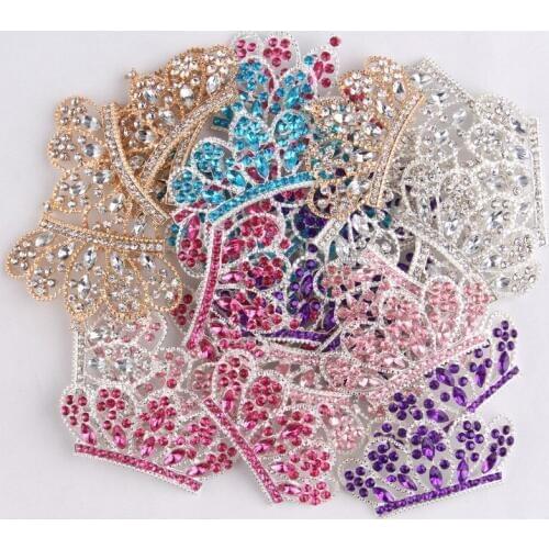 Yundfly 2PCS Bling Alloy Crown Button for Girls Women Headband Wedding Party Bride Headwear Hair Embellishment Jewelry Buttons