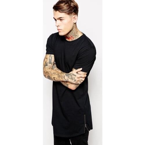 2021 MRMT Mens Zipper Long T-Shirt Black Mens Cotton T Shirts Tee Tops Man Clothing Extra Long T Shirt For Male Brand Tee shirt
