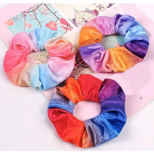 Velvet Rainbow Hair Ties Hair Scrunchies Hairbands Elastic Ponytail Holder Tie Korea Velvet Scrunchies Elastic Hair Bands