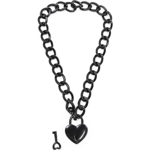 BDSM Bondage Gay Toy Puppy Slave Sex Collar Fetish Men Metal Chain Necklace Collar with Lock Sex Tools for Men Women Accessories