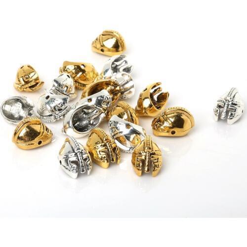 11x6mm 10pcs Antique Silver Plated/Antique Gold Spacer Beads Findings Helmet Pattern Metal Loose DIY Beads for Jewelry Making