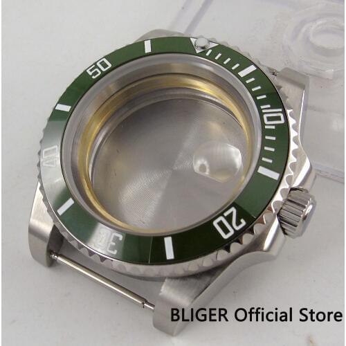40mm 316L stainless steel Watch Case Sapphire glass green ceramic bezel fit Miyota 8215 ETA 2836 movement SUB mens watch C99