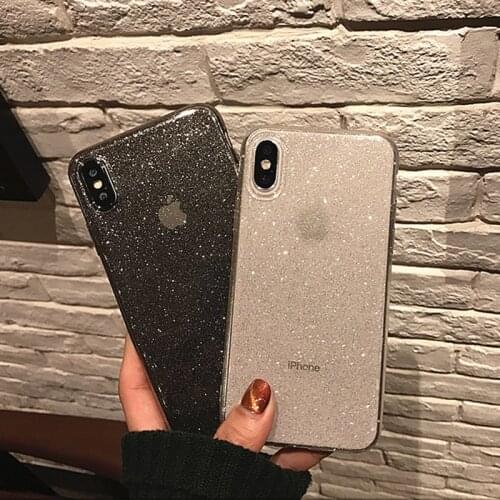 Shining Glitter Powder Phone Case For iPhone 11 Pro Max X XR XS 7 8 Plus 12 Mini 6 6S SE 2020 Transparent Soft TPU Bling Cover