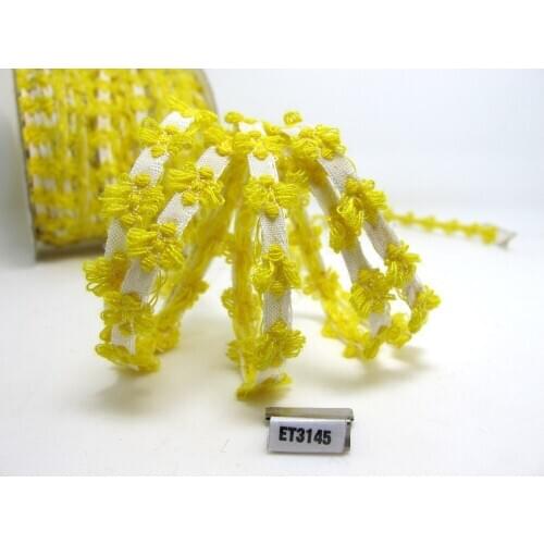 3 Yards 3/8 Inches Colorful Woven Embroidery Trim|Yellow White|Curtain Decoration|Supplies|Ribbon Trim|Clothing|Cushion Cover