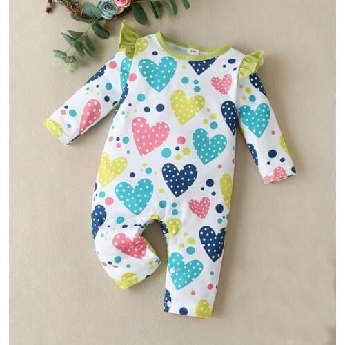 For newborn baby Infant Baby Boys Girls Long Sleeve Heart Dot Fly Sleeve Romper Jumpsuit Clothes clothes for новорождëных