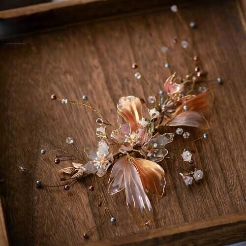 European Crystal Brides Leaves Barrettes Tiaras Bridal soft Hairbands Wedding Hair Accessory