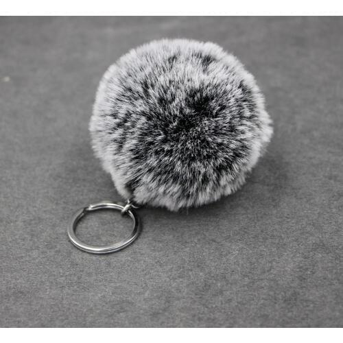 Frost Color Fluffy Rabbit Fur Pompom Key Chain Women Cute Girl Pompon Ball Keychain On Bag Car Trinket Female Jewelry Party Gift